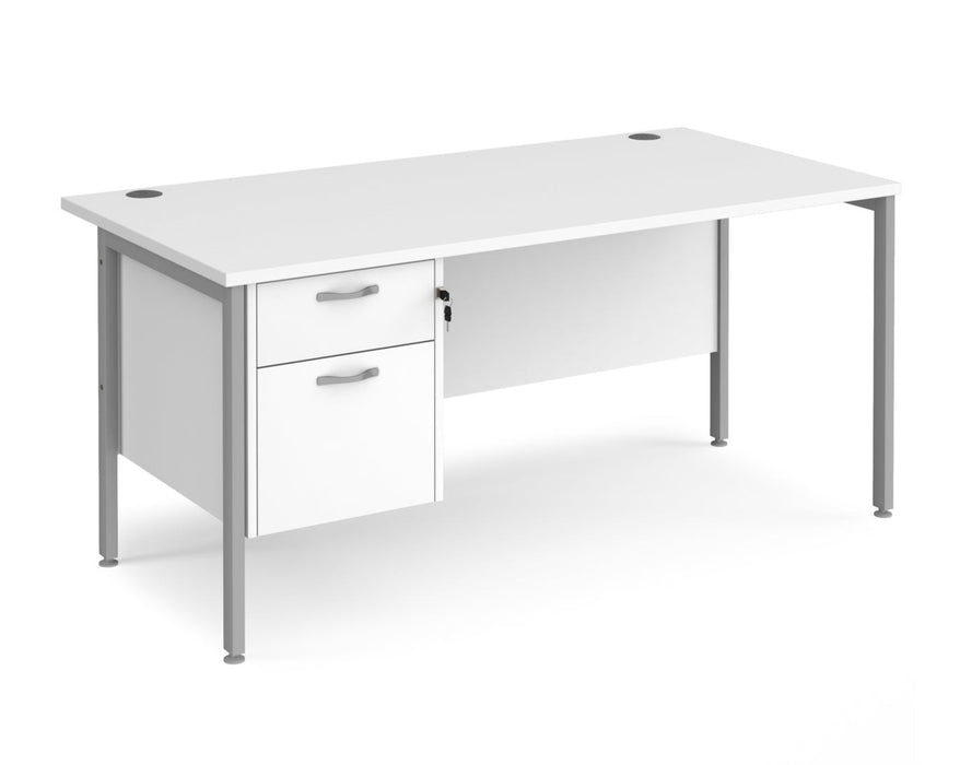 Maestro 25 - Straight Desk with 2 Drawer Pedestal - Silver Frame.