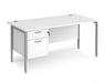 Maestro 25 - Straight Desk with 2 Drawer Pedestal - Silver Frame.