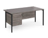 Maestro 25 - Straight Desk 800mm Deep with 3 Drawer Pedestal - Black H-frame Leg.