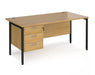 Maestro 25 - Straight Desk 800mm Deep with 3 Drawer Pedestal - Black H-frame Leg.