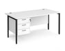 Maestro 25 - Straight Desk 800mm Deep with 3 Drawer Pedestal - Black H-frame Leg.