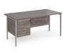 Maestro 25 - Straight Desk 800mm Deep with 3 Drawer Pedestal - Silver H-frame Leg.