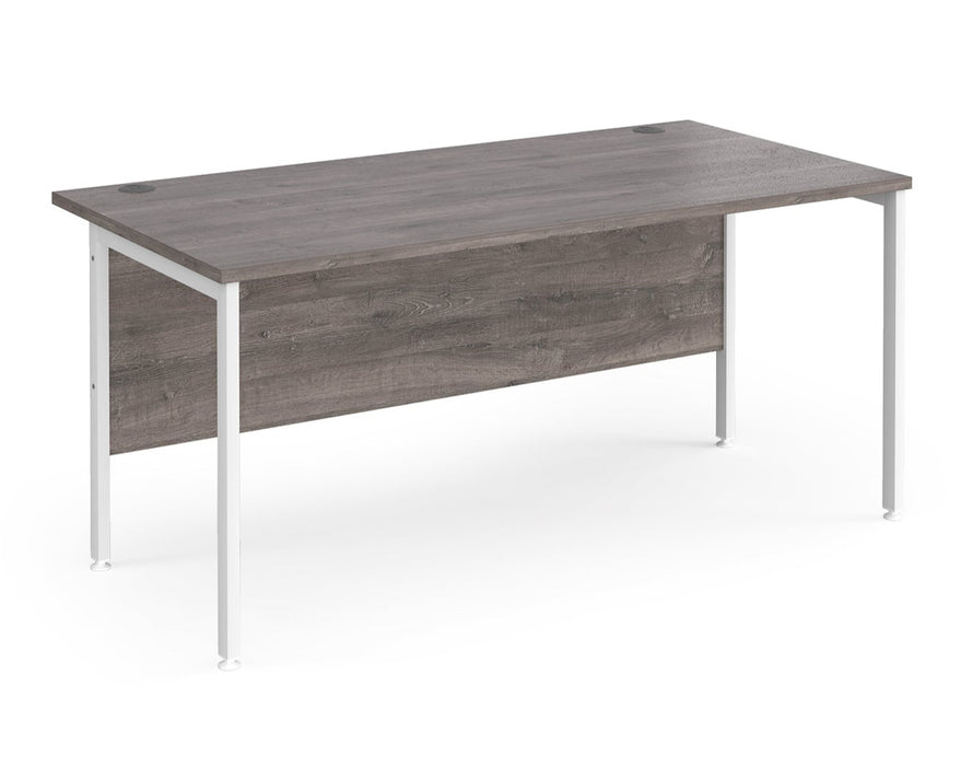 Maestro 25 - Straight Rectangular Desk - White H-frame Leg.