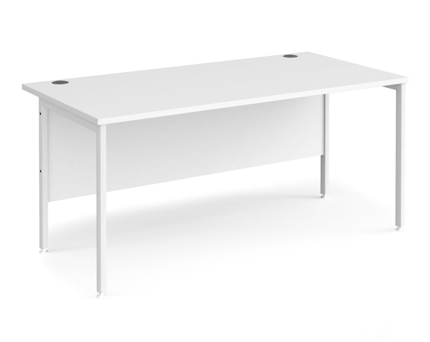 Maestro 25 - Straight Rectangular Desk - White H-frame Leg.