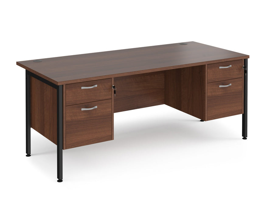 Maestro 25 - Straight Desk 800mm Deep with Two x 2 Drawer Pedestals - Black H-frame Leg.