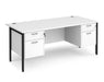 Maestro 25 - Straight Desk 800mm Deep with Two x 2 Drawer Pedestals - Black H-frame Leg.