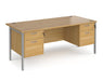 Maestro 25 - Straight Desk 800mm Deep with Two x 2 Drawer Pedestals - Black H-frame Leg.