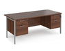 Maestro 25 - Straight Desk 800mm Deep with Two x 2 Drawer Pedestals - Black H-frame Leg.