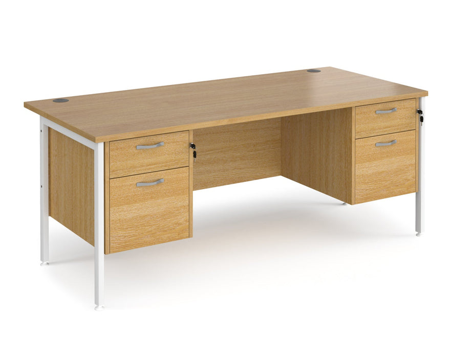 Maestro 25 - Straight Desk 800mm Deep with Two x 2 Drawer Pedestals - Black H-frame Leg.