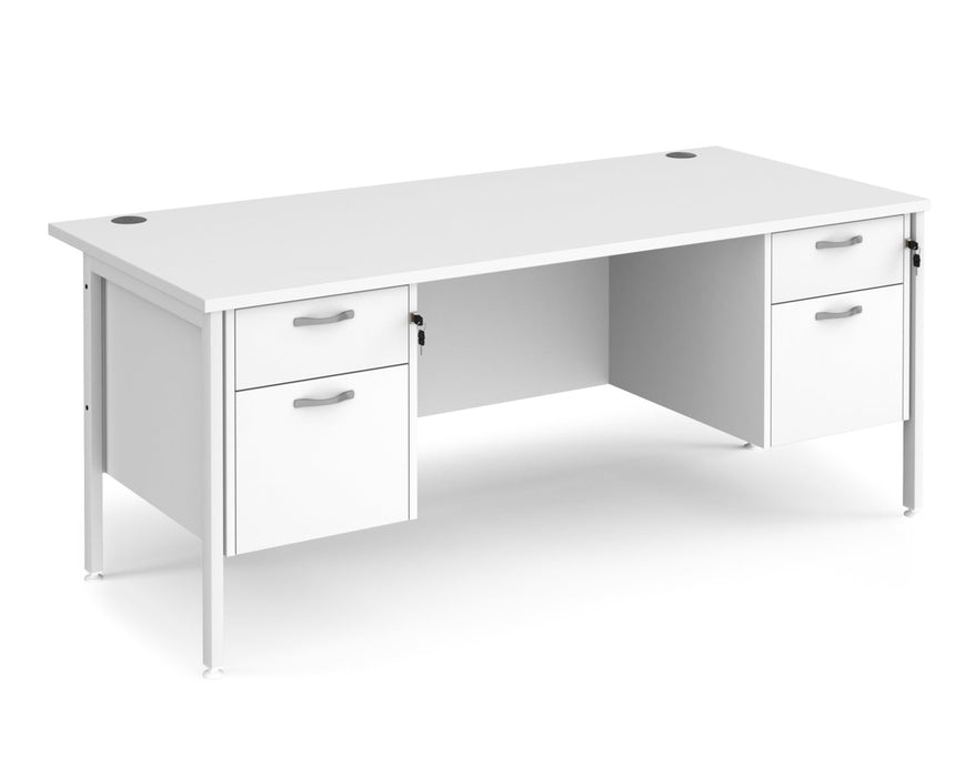 Maestro 25 - Straight Desk 800mm Deep with Two x 2 Drawer Pedestals - Black H-frame Leg.