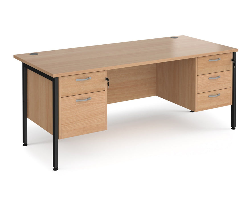 Maestro 25 - Straight Desk with 2 and 3 Drawer Pedestals - H-frame Leg.