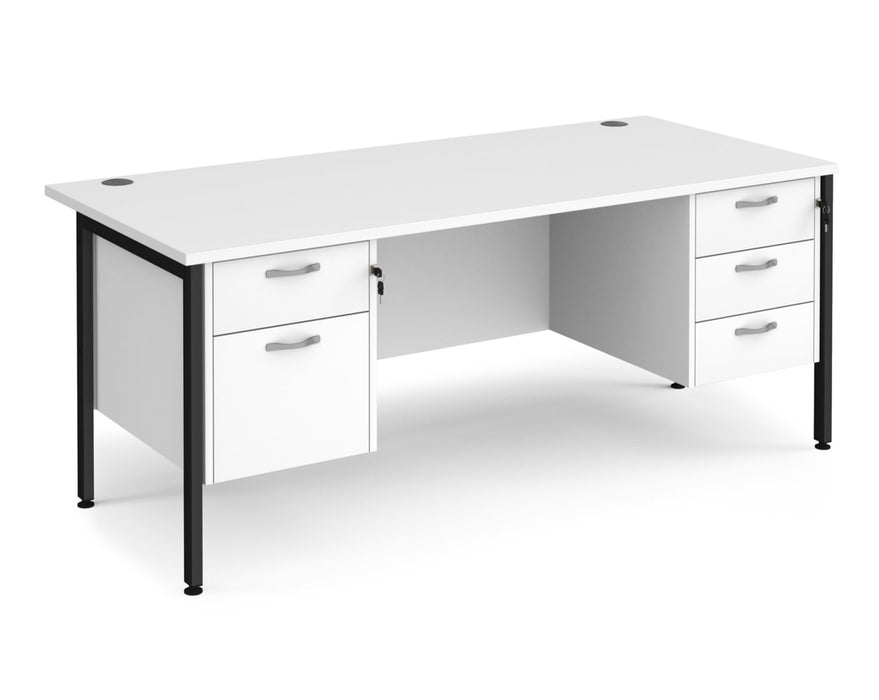 Maestro 25 - Straight Desk with 2 and 3 Drawer Pedestals - H-frame Leg.