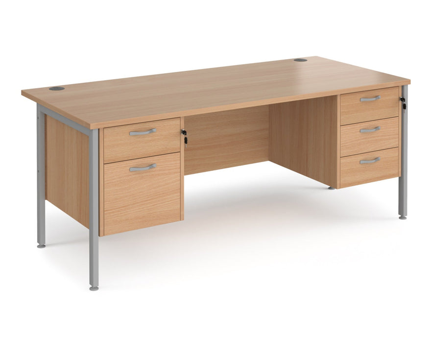 Maestro 25 - Straight Desk with 2 and 3 Drawer Pedestals - H-frame Leg.