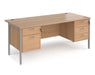 Maestro 25 - Straight Desk with 2 and 3 Drawer Pedestals - H-frame Leg.