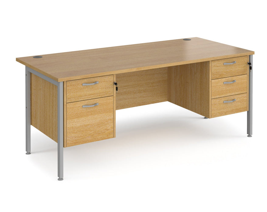 Maestro 25 - Straight Desk with 2 and 3 Drawer Pedestals - H-frame Leg.