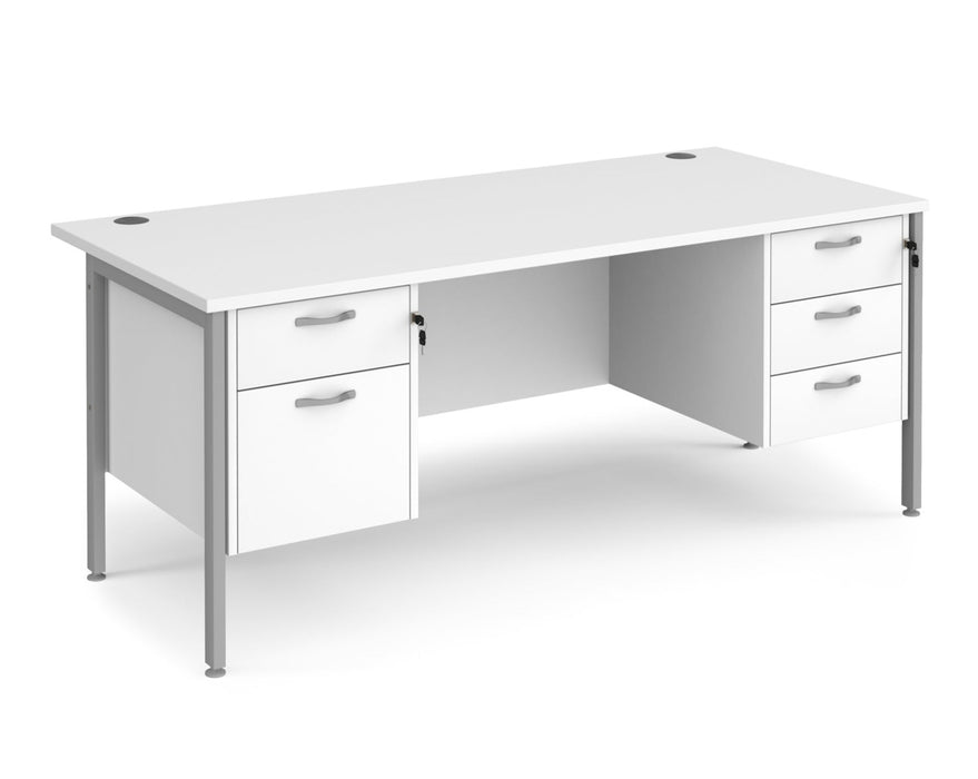 Maestro 25 - Straight Desk with 2 and 3 Drawer Pedestals - H-frame Leg.