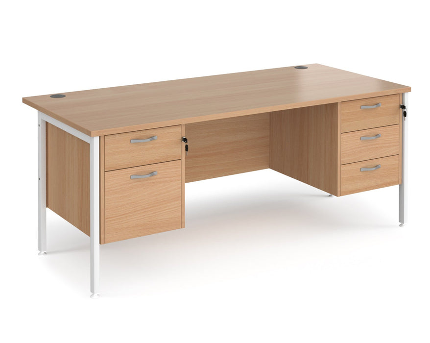 Maestro 25 - Straight Desk with 2 and 3 Drawer Pedestals - H-frame Leg.