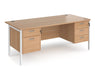 Maestro 25 - Straight Desk with 2 and 3 Drawer Pedestals - H-frame Leg.