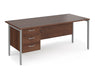 Maestro 25 - Straight Desk 800mm Deep with 3 Drawer Pedestal - Silver H-frame Leg.