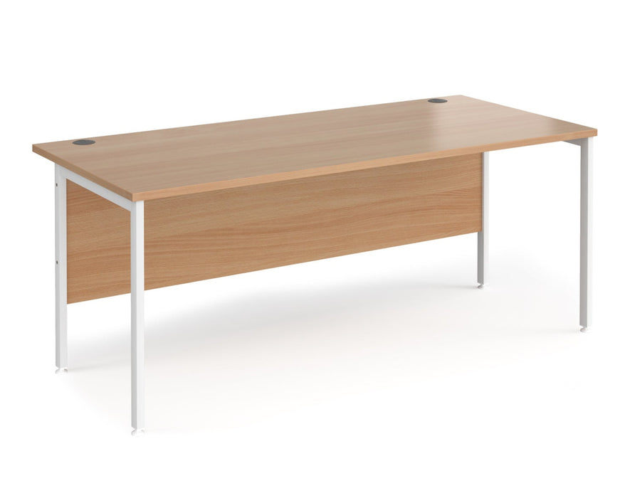 Maestro 25 - Straight Rectangular Desk - White H-frame Leg.