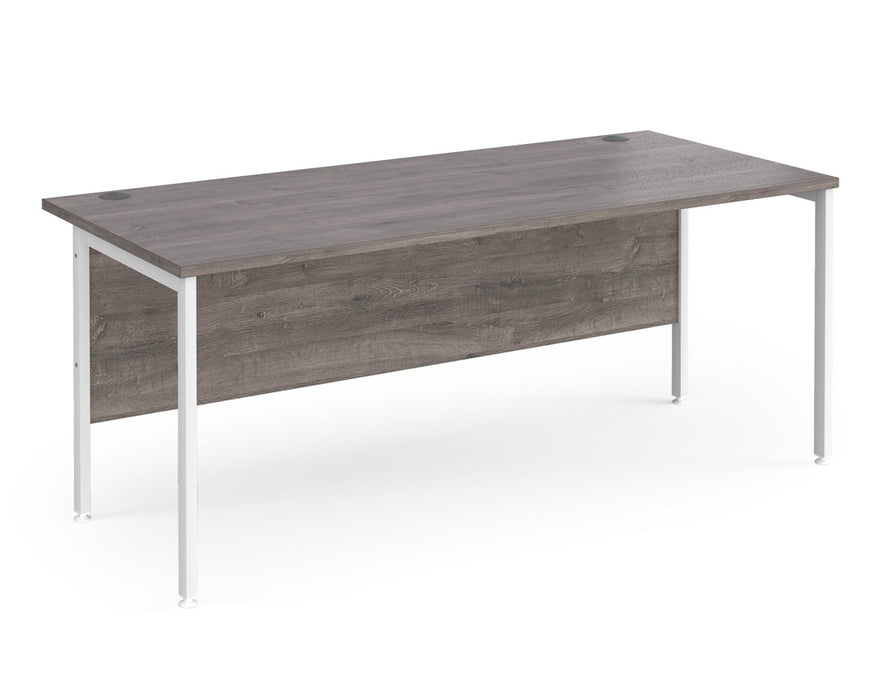 Maestro 25 - Straight Rectangular Desk - White H-frame Leg.