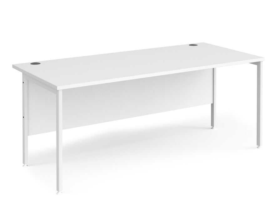 Maestro 25 - Straight Rectangular Desk - White H-frame Leg.