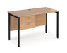 Maestro 25 - Straight Desk with 2 Drawer Pedestal - Black H-frame Leg.