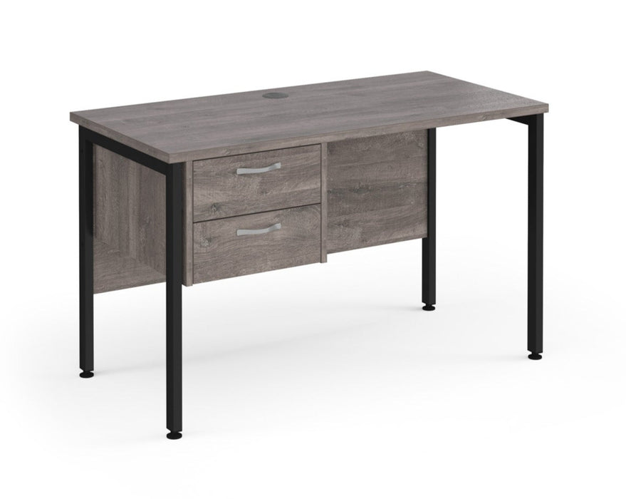 Maestro 25 - Straight Desk with 2 Drawer Pedestal - Black H-frame Leg