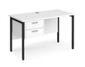 Maestro 25 - Straight Desk with 2 Drawer Pedestal - Black H-frame Leg.