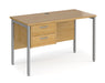 Maestro 25 - Straight Desk with 2 Drawer Pedestal - Silver H-frame Leg.