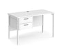 Maestro 25 - Straight Desk with 2 Drawer Pedestal - White H-frame Leg.