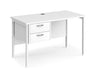 Maestro 25 - Straight Desk with 2 Drawer Pedestal - White H-frame Leg.