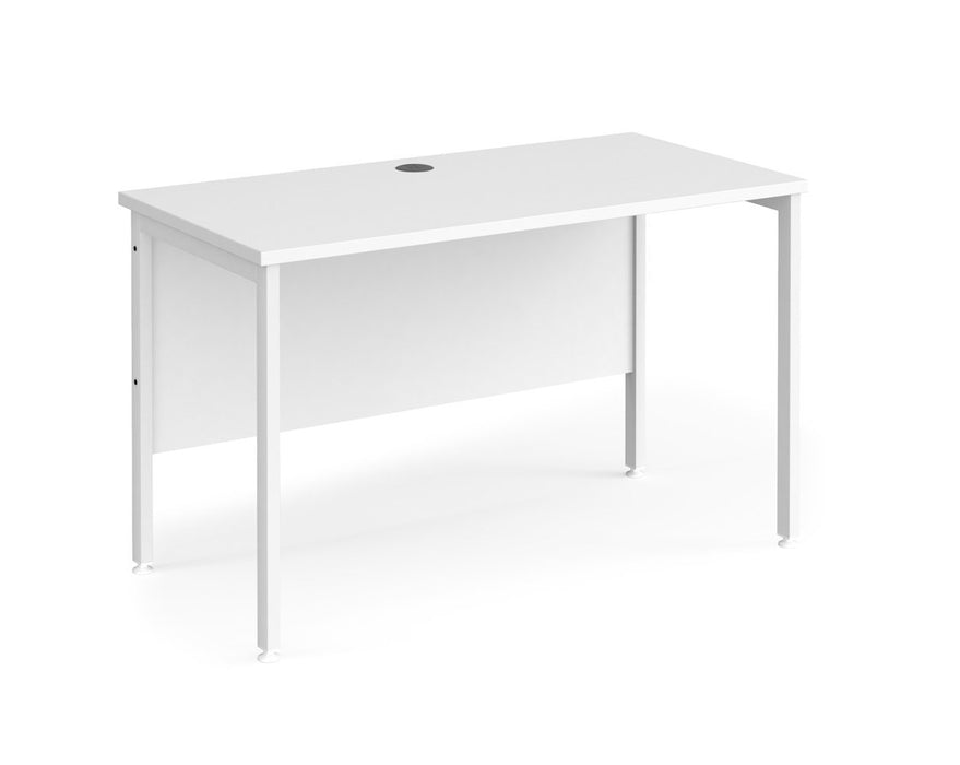 Maestro 25 - Straight Desk - White H-frame Leg.