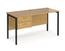 Maestro 25 - Straight Desk with 2 Drawer Pedestal - Black H-frame Leg.