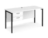 Maestro 25 - Straight Desk with 2 Drawer Pedestal - Black H-frame Leg.