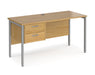 Maestro 25 - Straight Desk with 2 Drawer Pedestal - Silver H-frame Leg.