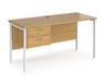 Maestro 25 - Straight Desk with 2 Drawer Pedestal - White H-frame Leg.