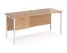 Maestro 25 - Straight Desk with 2 Drawer Pedestal - White H-frame Leg.