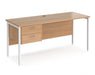 Maestro 25 - Straight Desk with 2 Drawer Pedestal - White H-frame Leg.