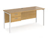 Maestro 25 - Straight Desk with 2 Drawer Pedestal - White H-frame Leg.