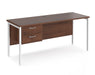 Maestro 25 - Straight Desk with 2 Drawer Pedestal - White H-frame Leg.