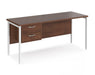 Maestro 25 - Straight Desk with 2 Drawer Pedestal - White H-frame Leg.