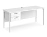 Maestro 25 - Straight Desk with 2 Drawer Pedestal - White H-frame Leg.