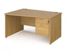 Maestro 25 - Left Hand Wave Desk with 2 Drawer Pedestal - Panel End Leg.