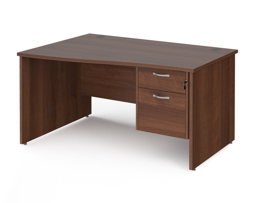 Maestro 25 - Left Hand Wave Desk with 2 Drawer Pedestal - Panel End Leg.