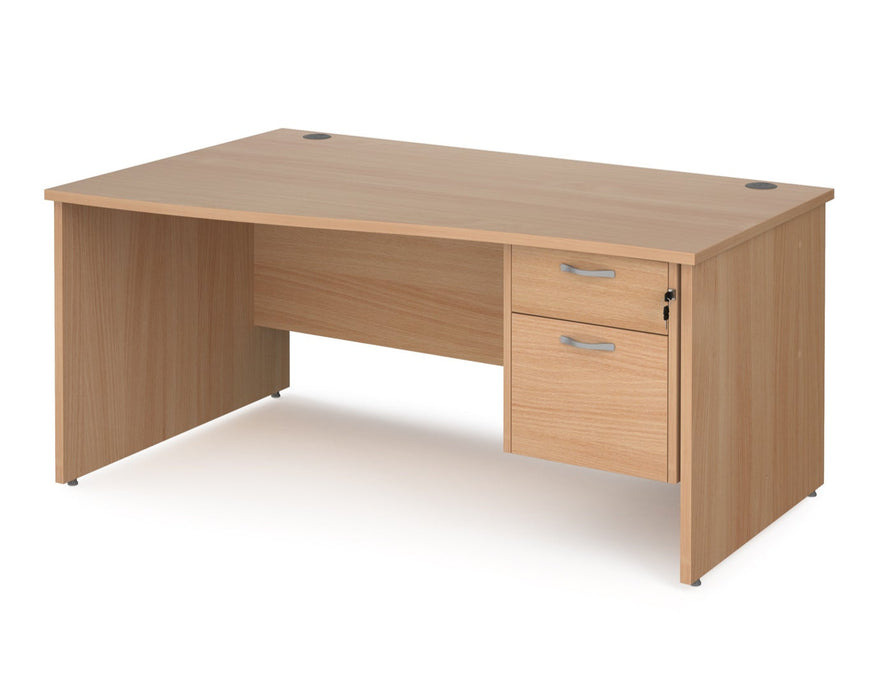 Maestro 25 - Left Hand Wave Desk with 2 Drawer Pedestal - Panel End Leg.