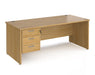 Maestro 25 - Panel End Leg Straight Desk with Three Drawer Pedestal.