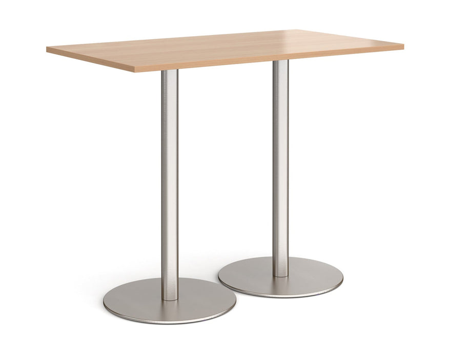 Monza rectangular poseur table with flat round black bases