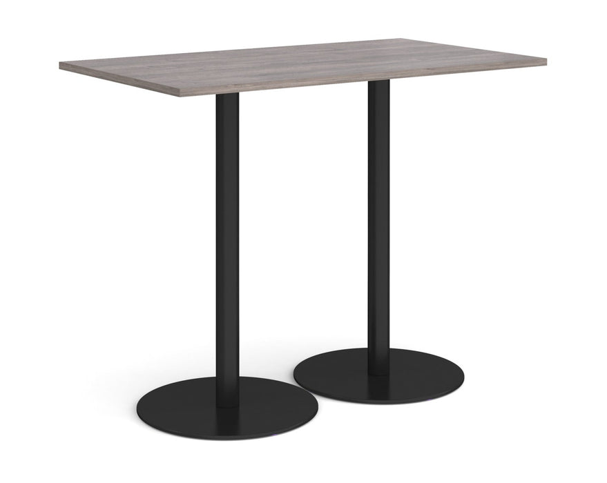 Monza rectangular poseur table with flat round black bases