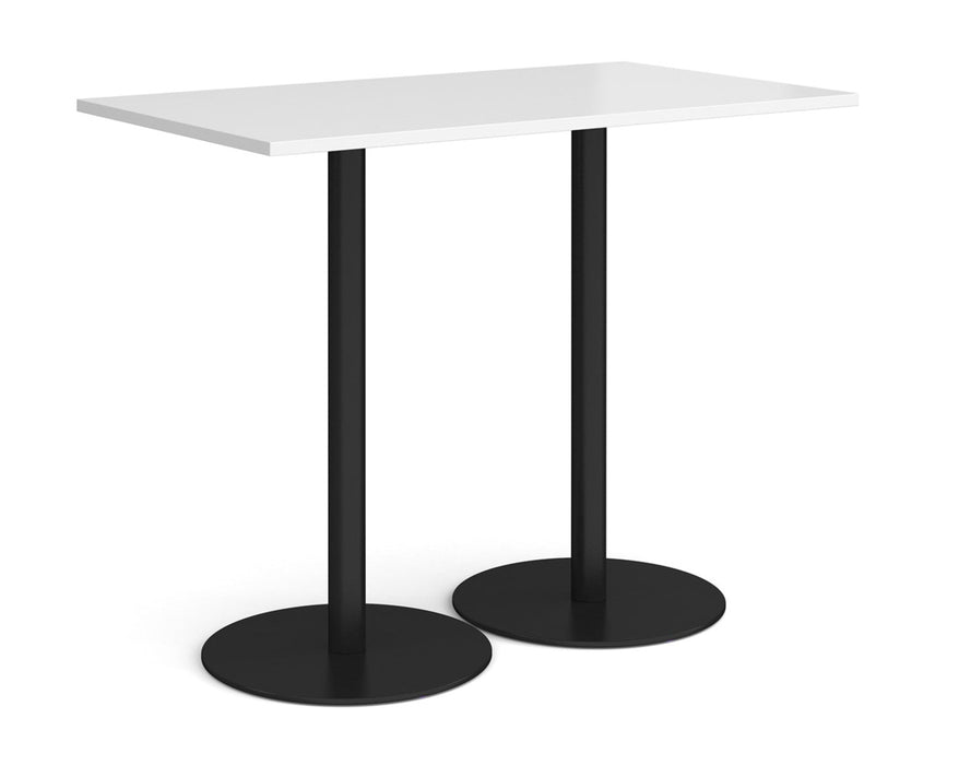 Monza rectangular poseur table with flat round black bases